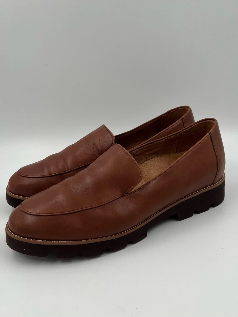 Vionic Women’s Kensley Slip On Flats Brown Nappa Leather Size 8 Comfort Preppy
